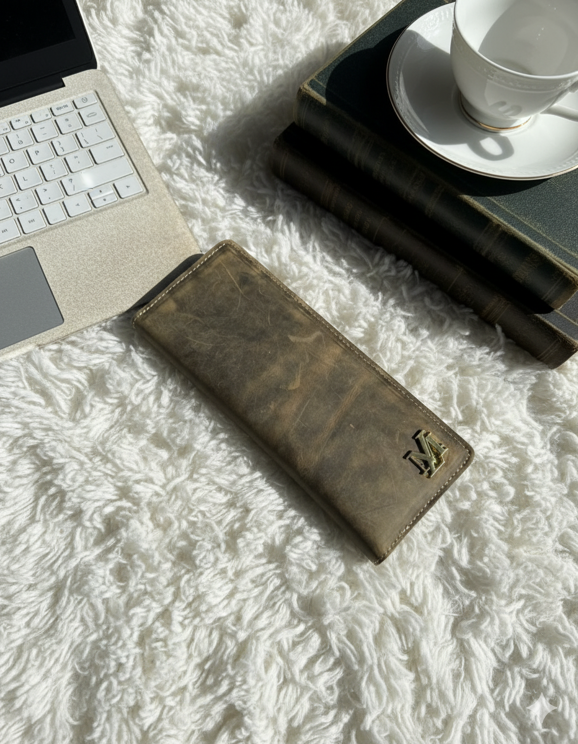 Green Cheque book + Card combo Leather wallet