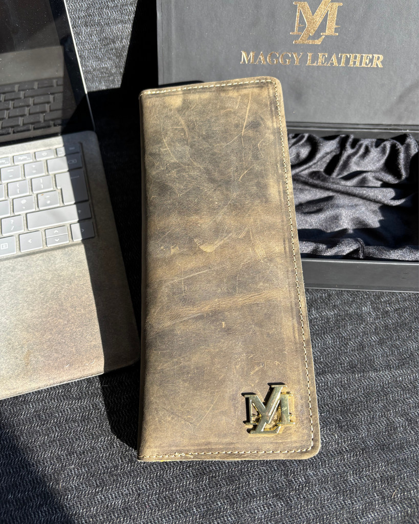 Green Cheque book + Card combo Leather wallet