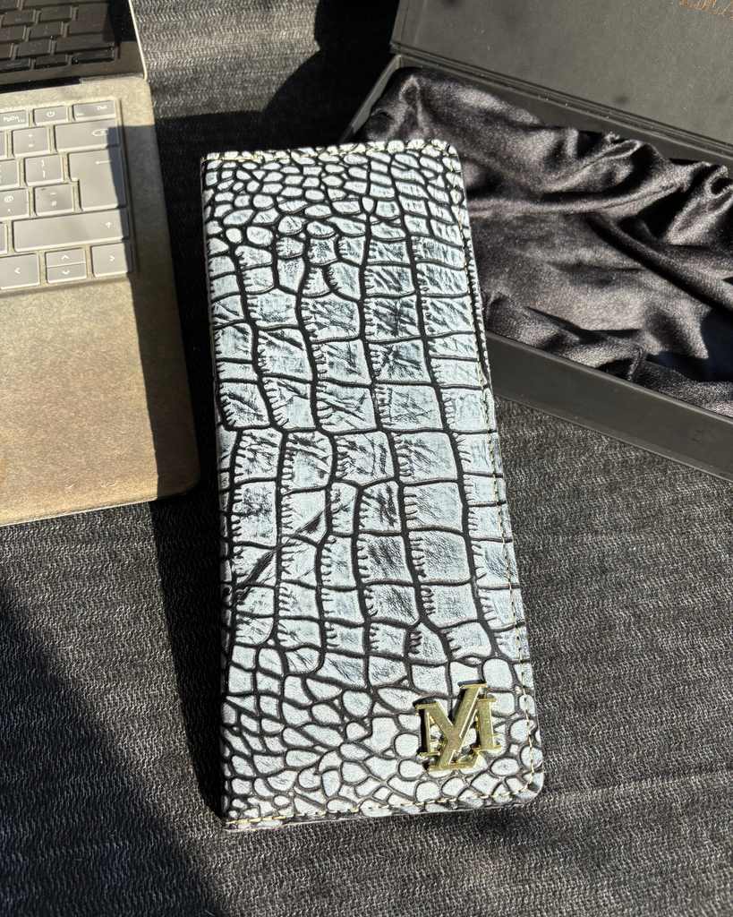 White Cheque book+ Card combo Leather wallet