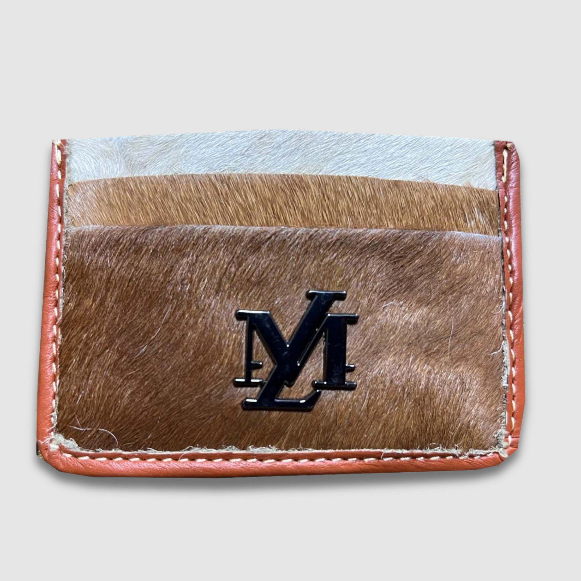 Brown with white combo Hairon Card Holder