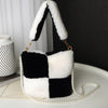 Plush Bucket Bag With Pearl Chain