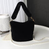 Plush Bucket Bag With Pearl Chain