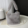 Plush Bucket Bag With Pearl Chain