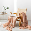 Hand-woven tassel knitted blanket