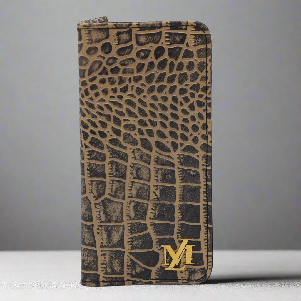 Beige and Black Waxed Crocodile