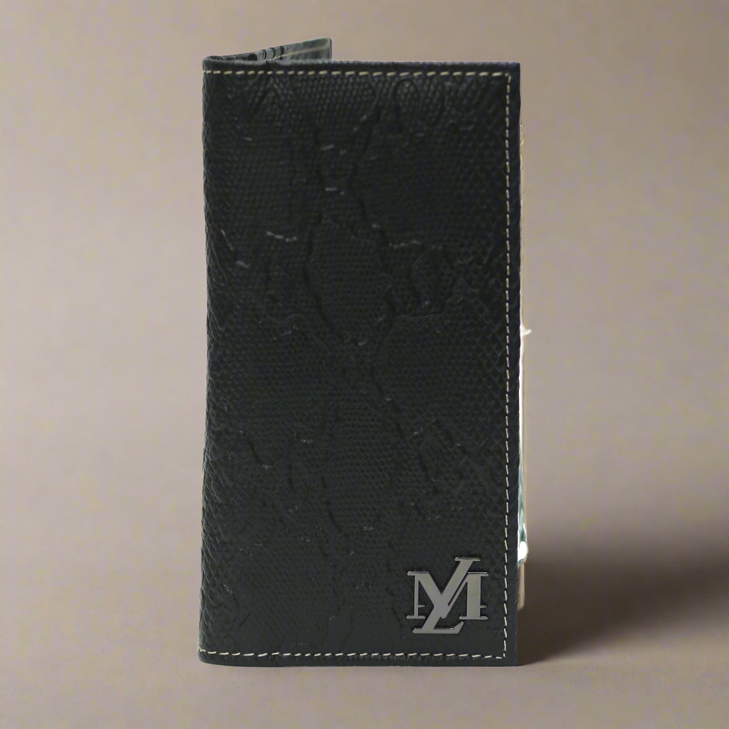 Black CROCODILE Waxed Wallet