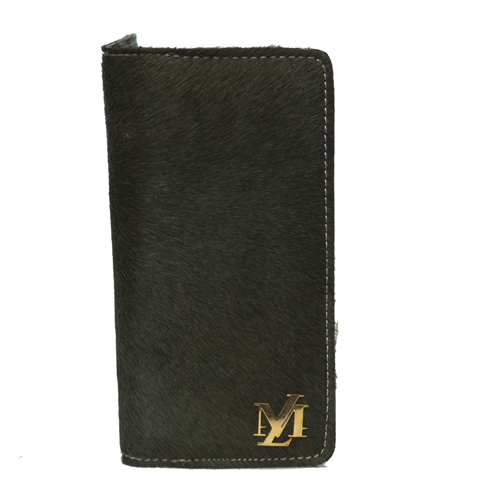 Grey Hair-On zipper Wallet
