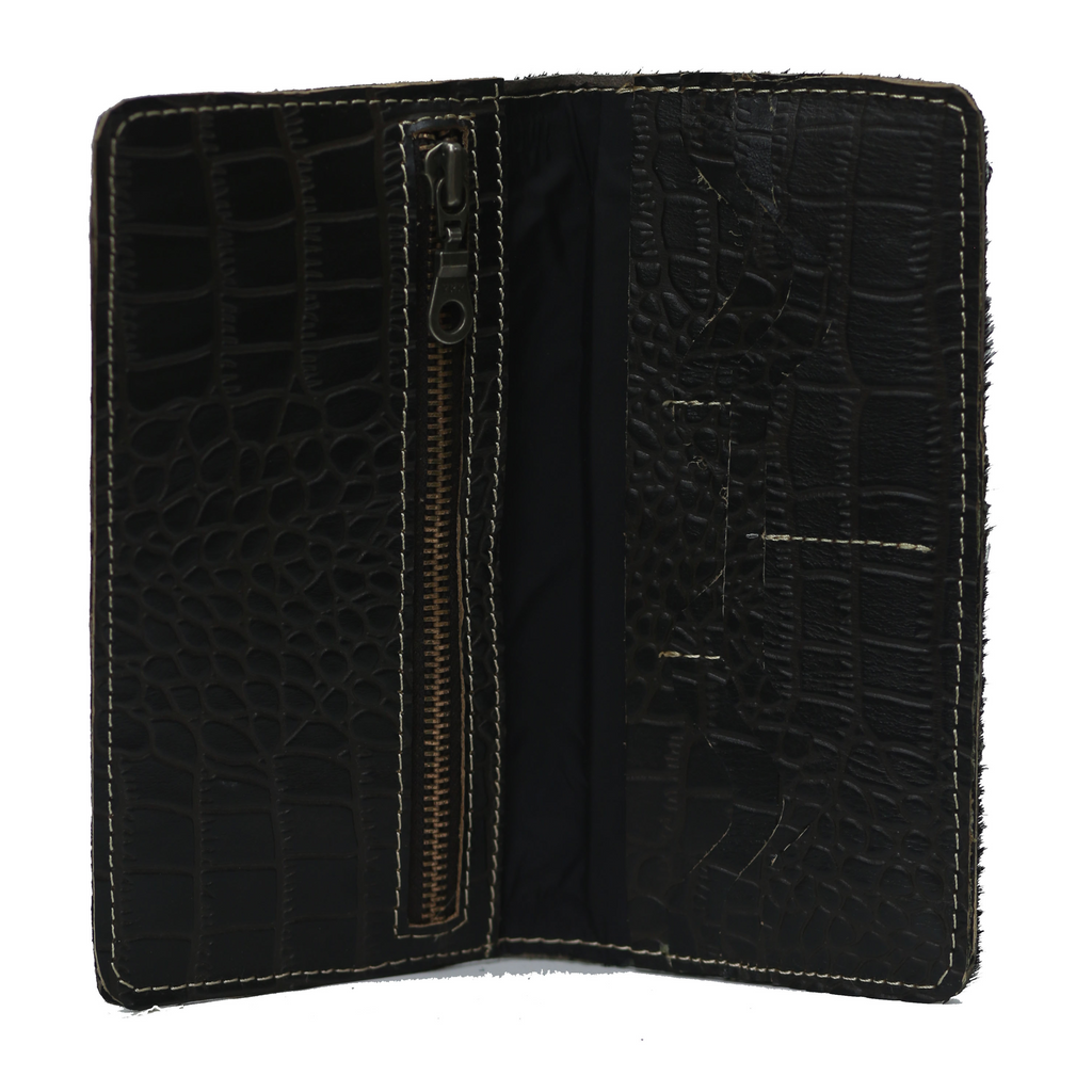 Black Hair-On zipper Wallet