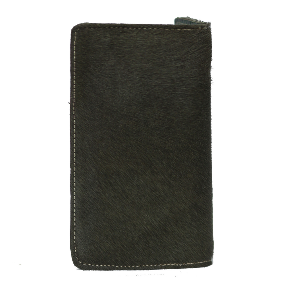 Grey Hair-On zipper Wallet
