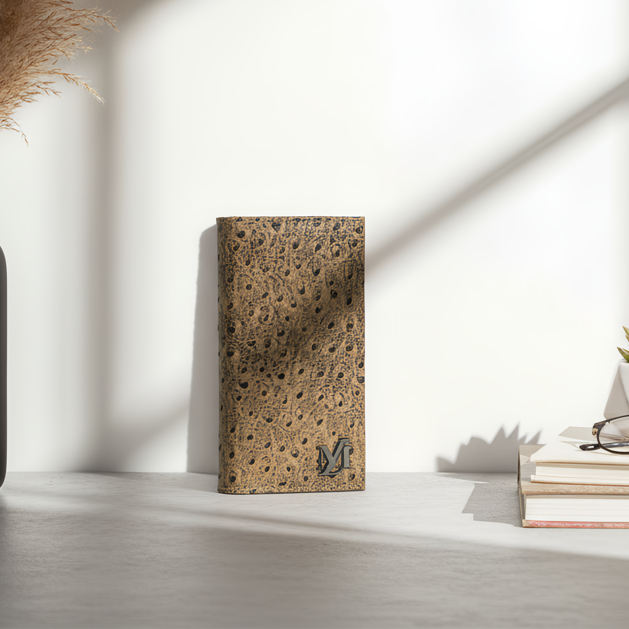 Black dots Brown Leather wallet