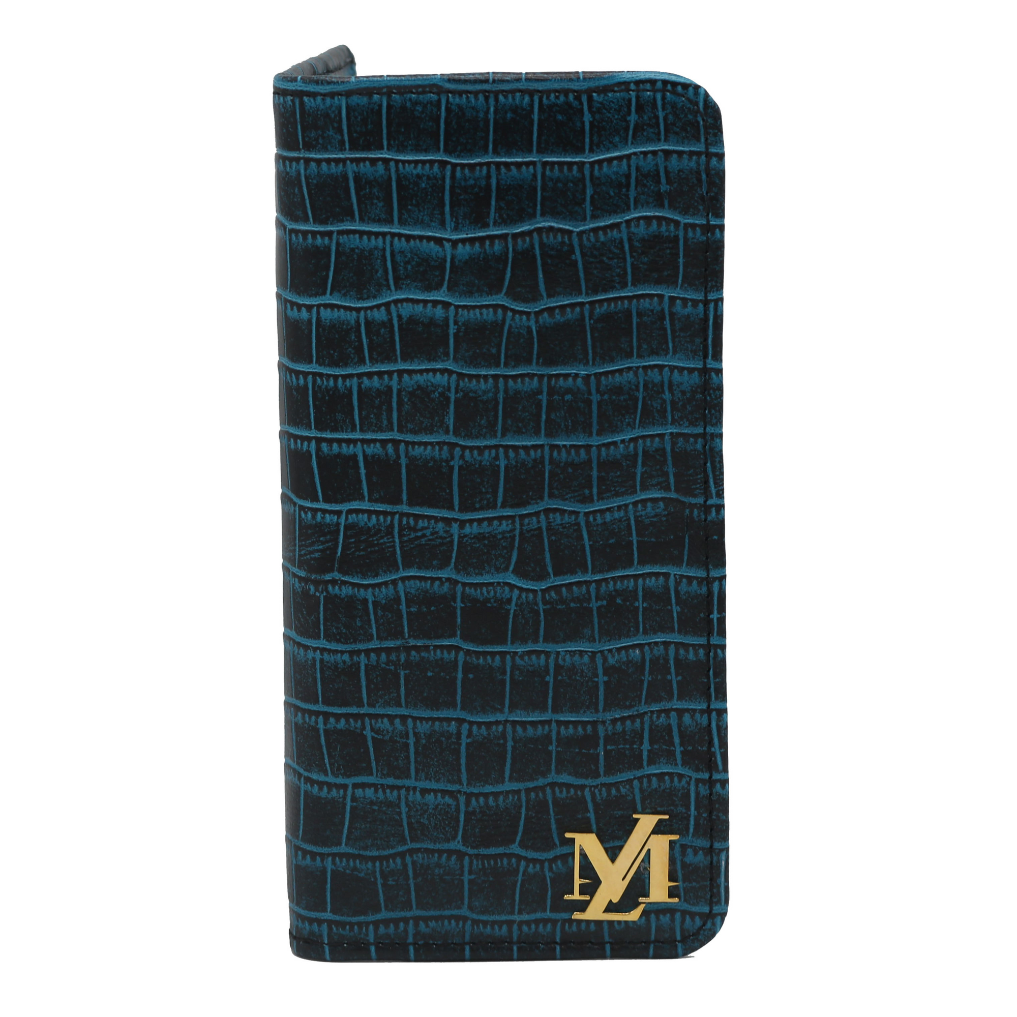 Blue Dianne Waxed Crocodile Wallet
