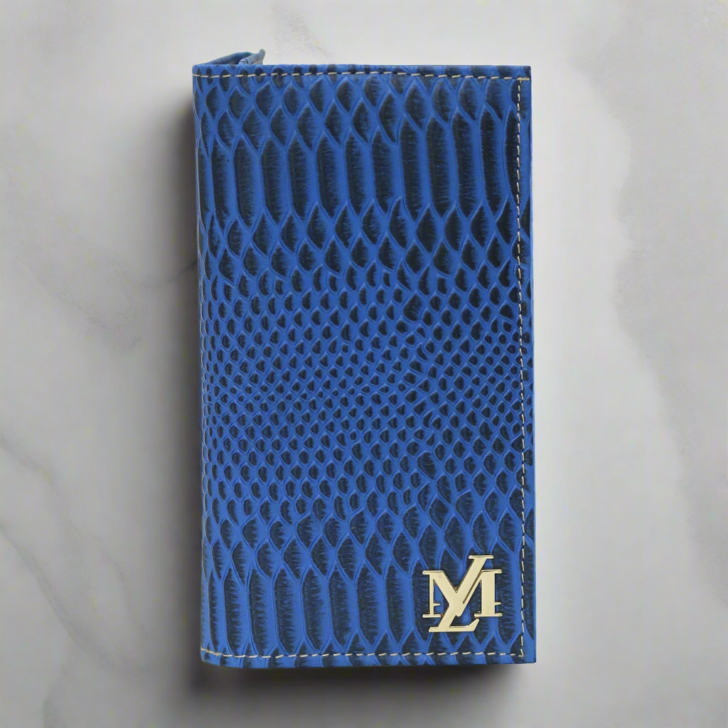 Blue textured Waxed Wallet