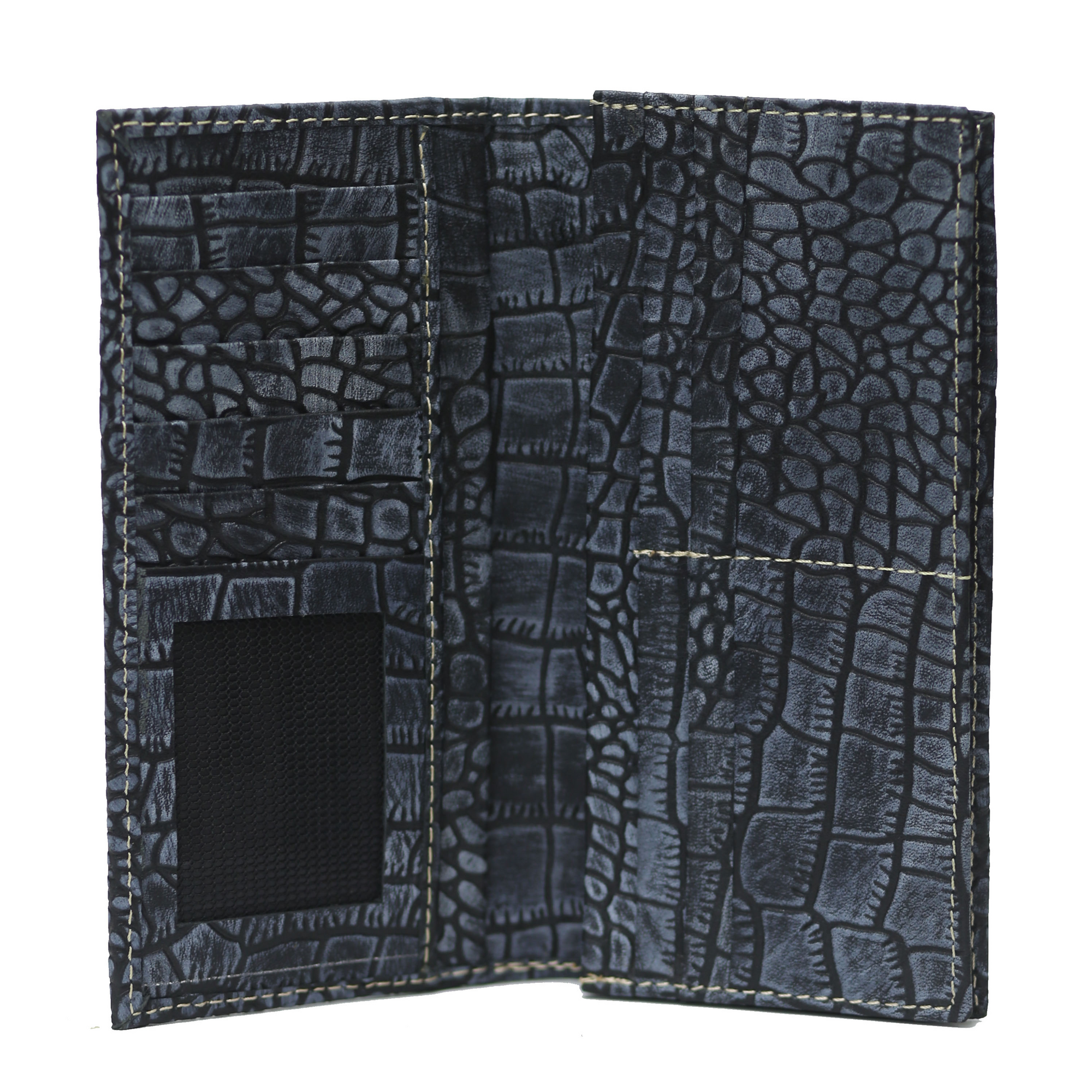 Bright Grey Black Waxed Wallet
