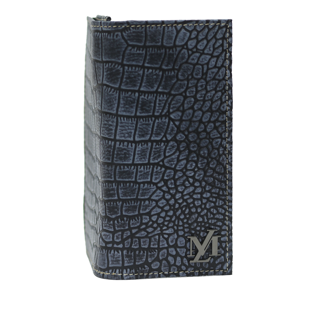 Bright Grey Black Waxed Wallet
