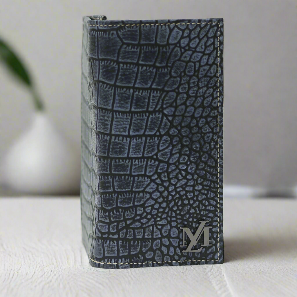 Bright Grey Black Waxed Wallet