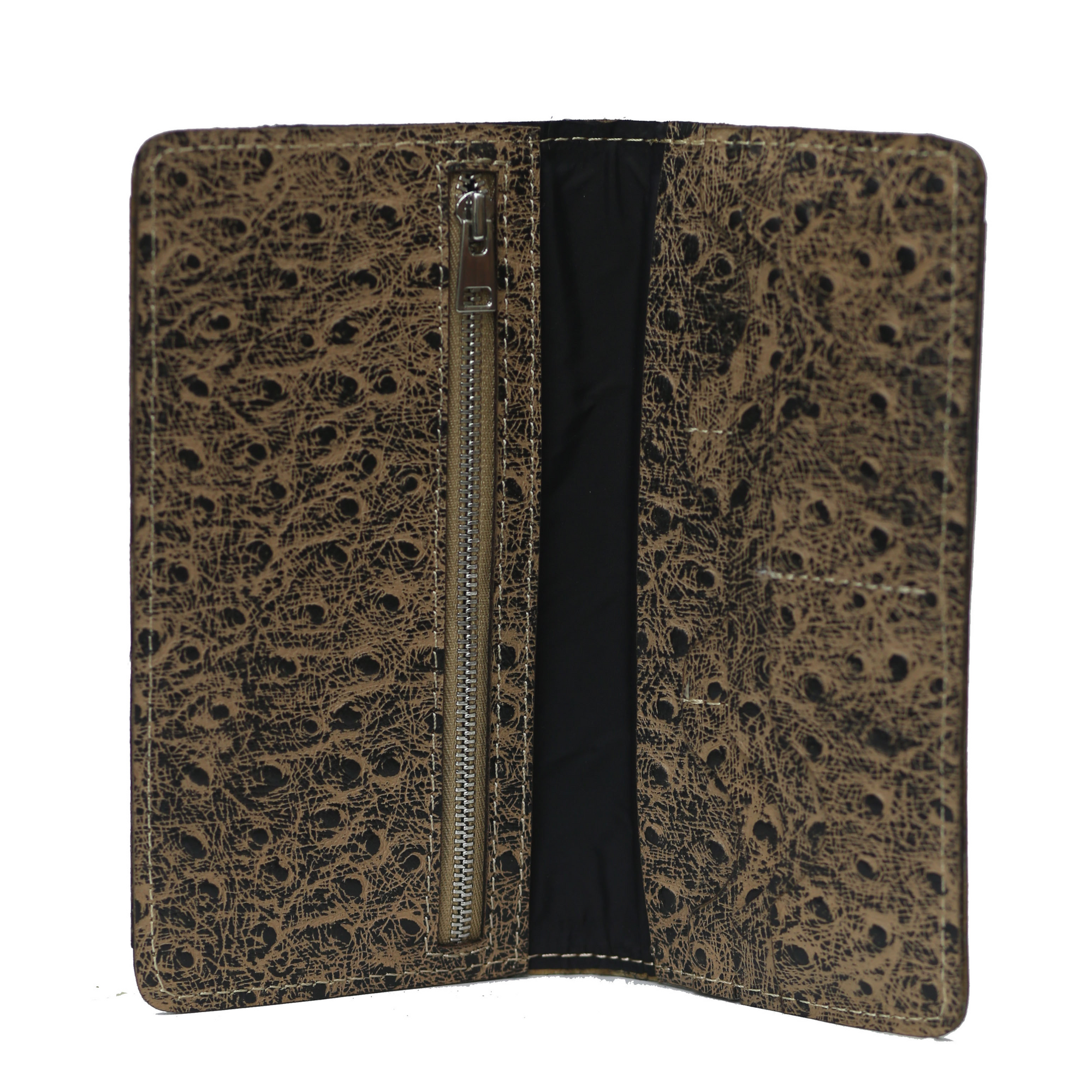 Brown Black dots zipper Wallet