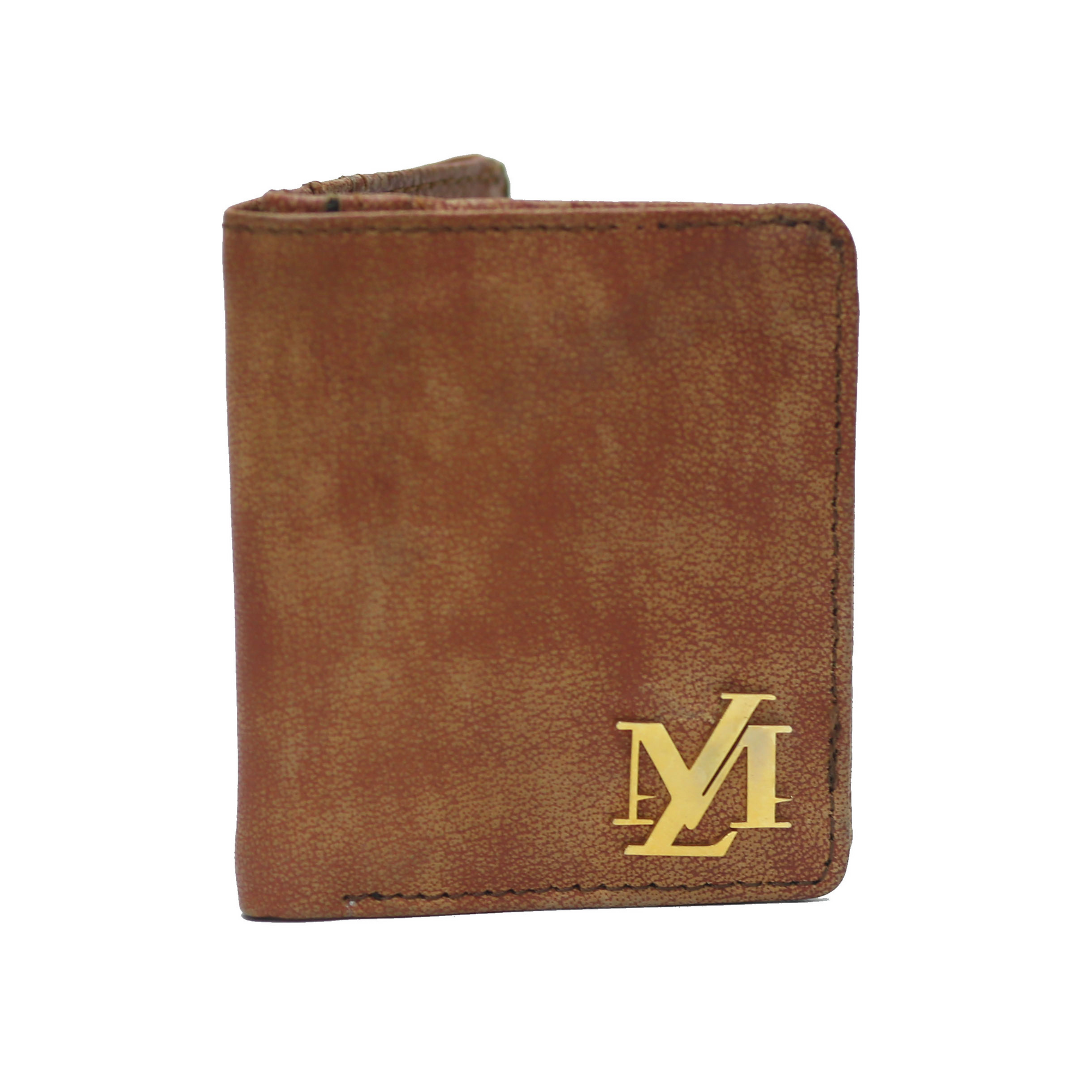 Brown and Orange Grained Mini Wallet
