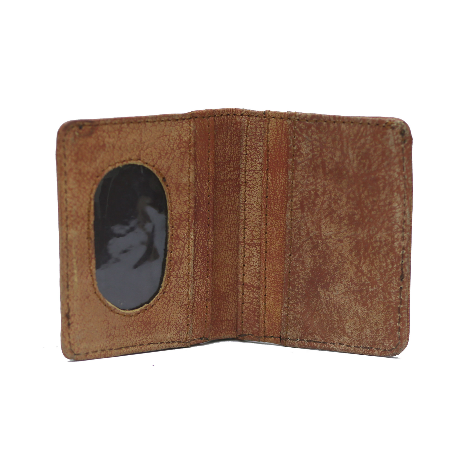 Brown and Orange Grained Mini Wallet
