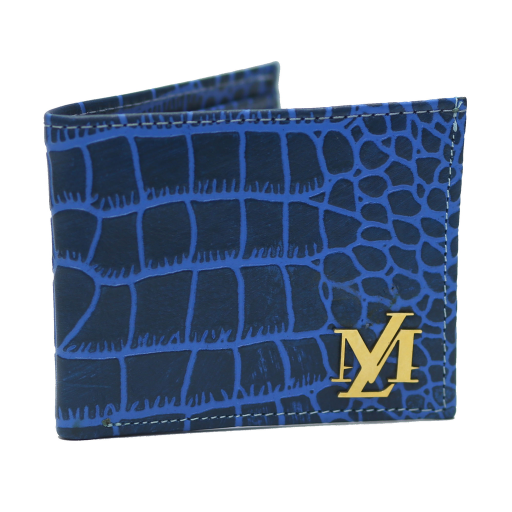 Cerulean Blue Waxed Alligator Wallet