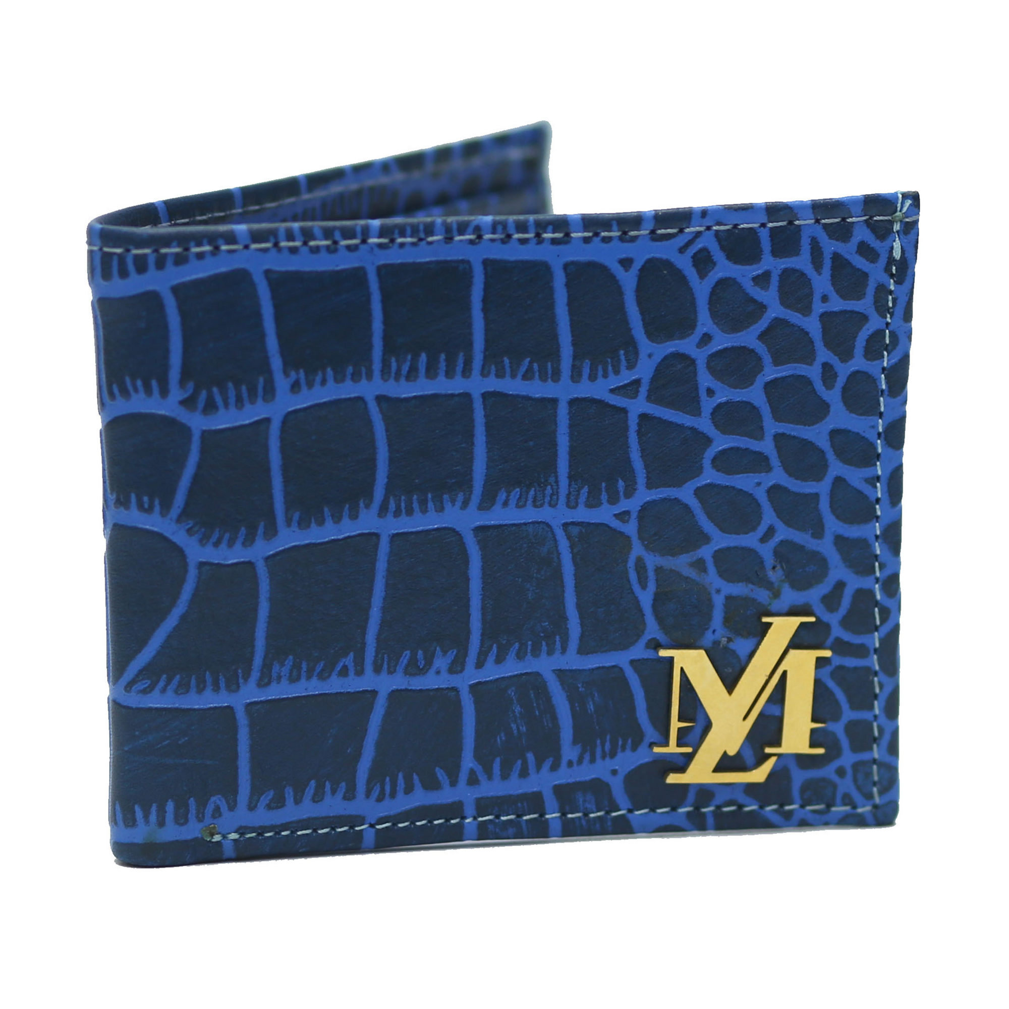 Cerulean Blue Waxed Alligator Wallet