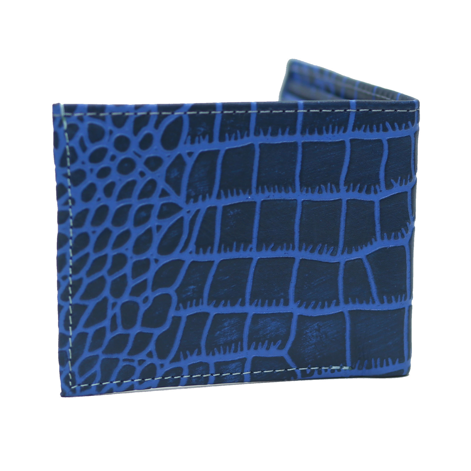 Cerulean Blue Waxed Alligator Wallet
