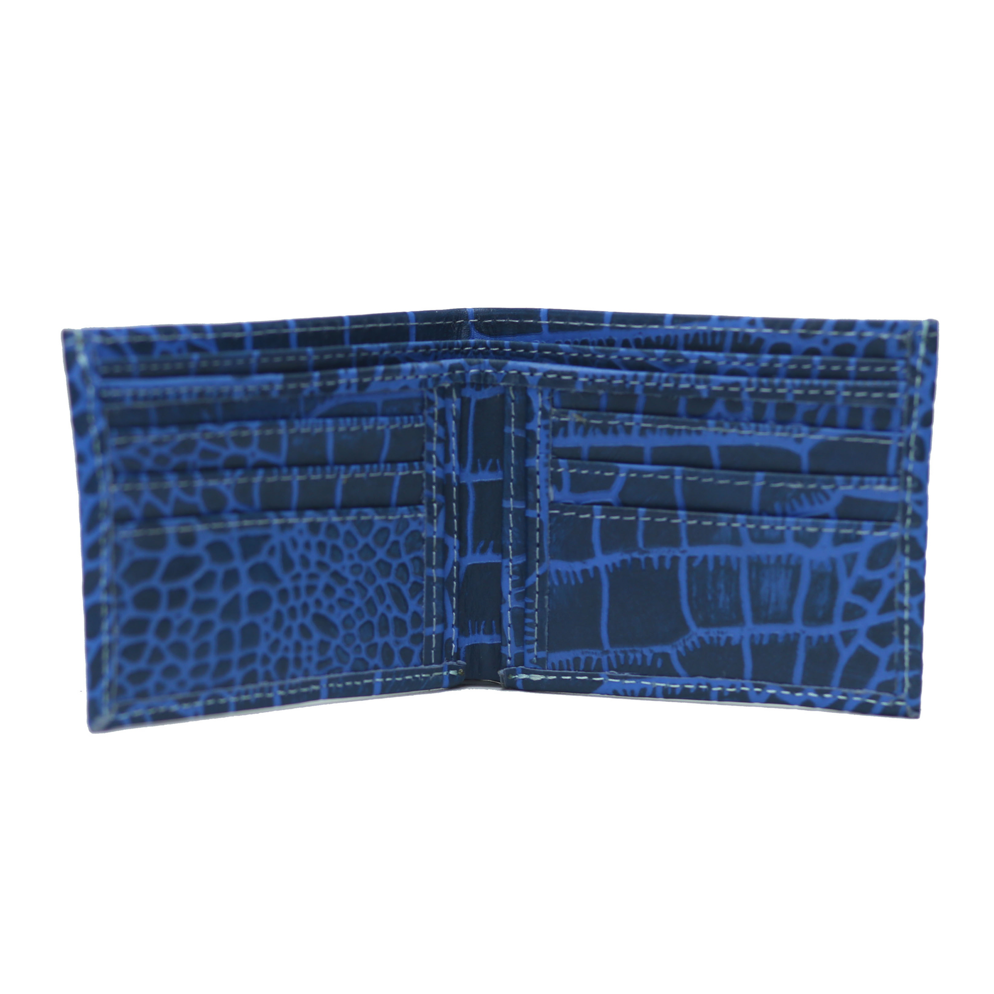 Cerulean Blue Waxed Alligator Wallet