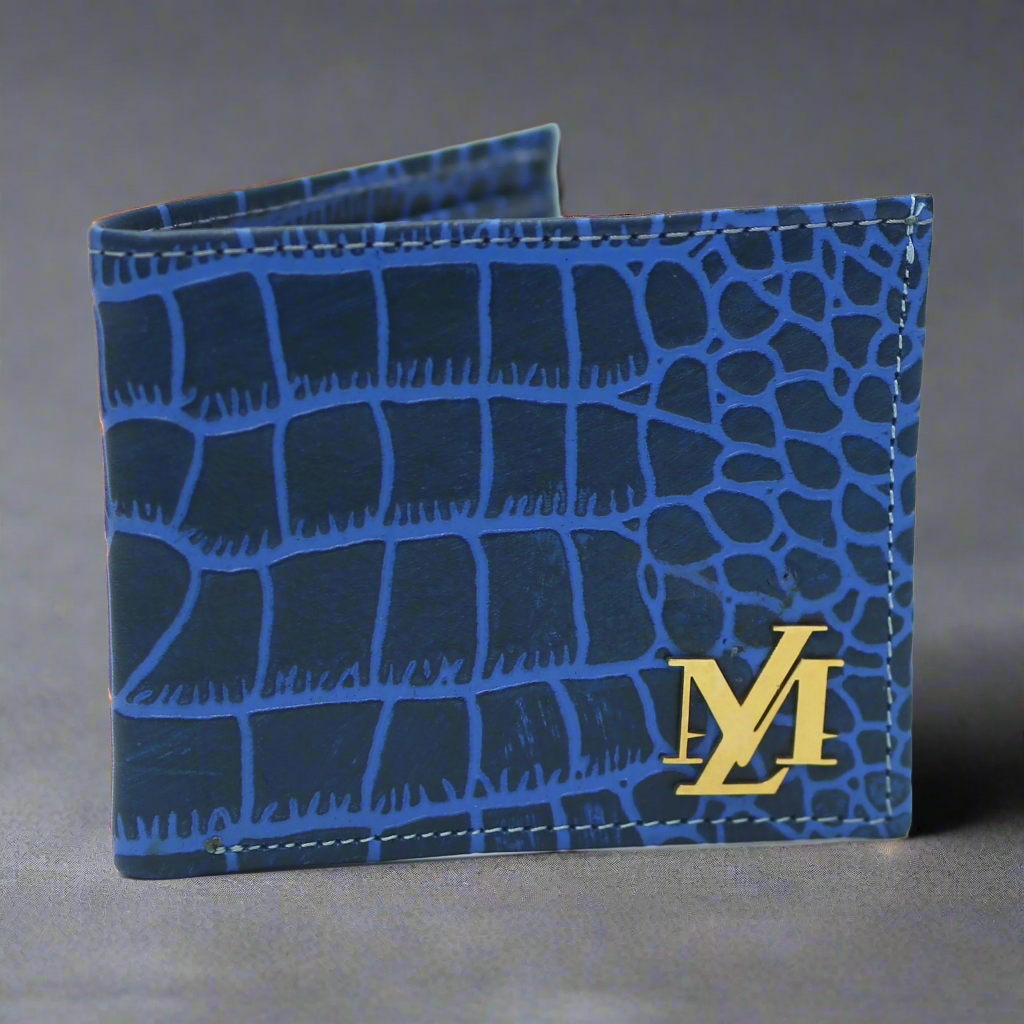 Cerulean Blue Waxed Alligator Wallet