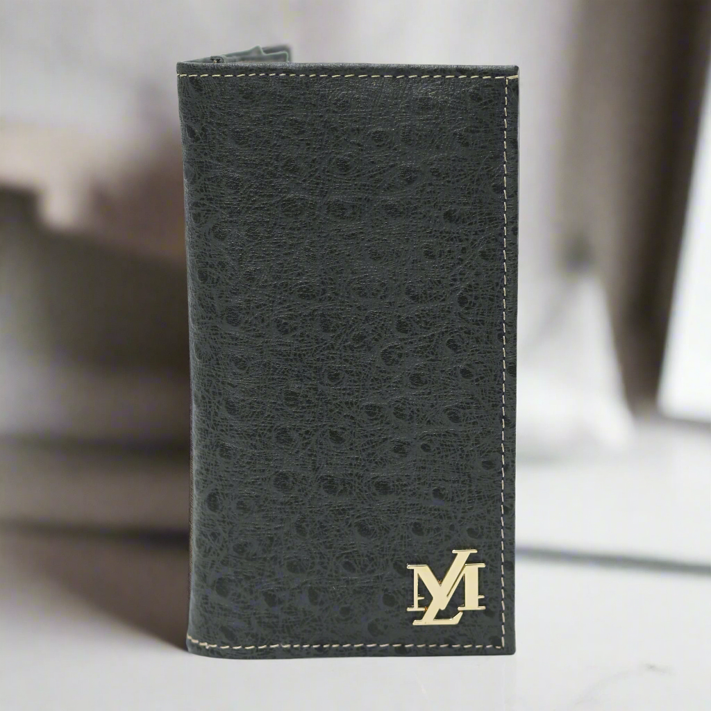 Charcoal Grey leather Waxed Wallet