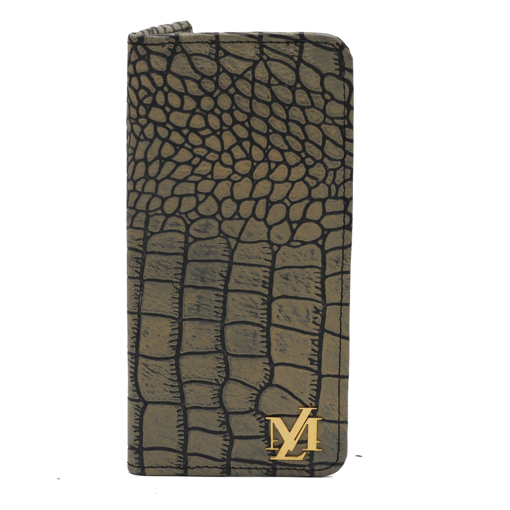 Ecru and Black Waxed Crocodile