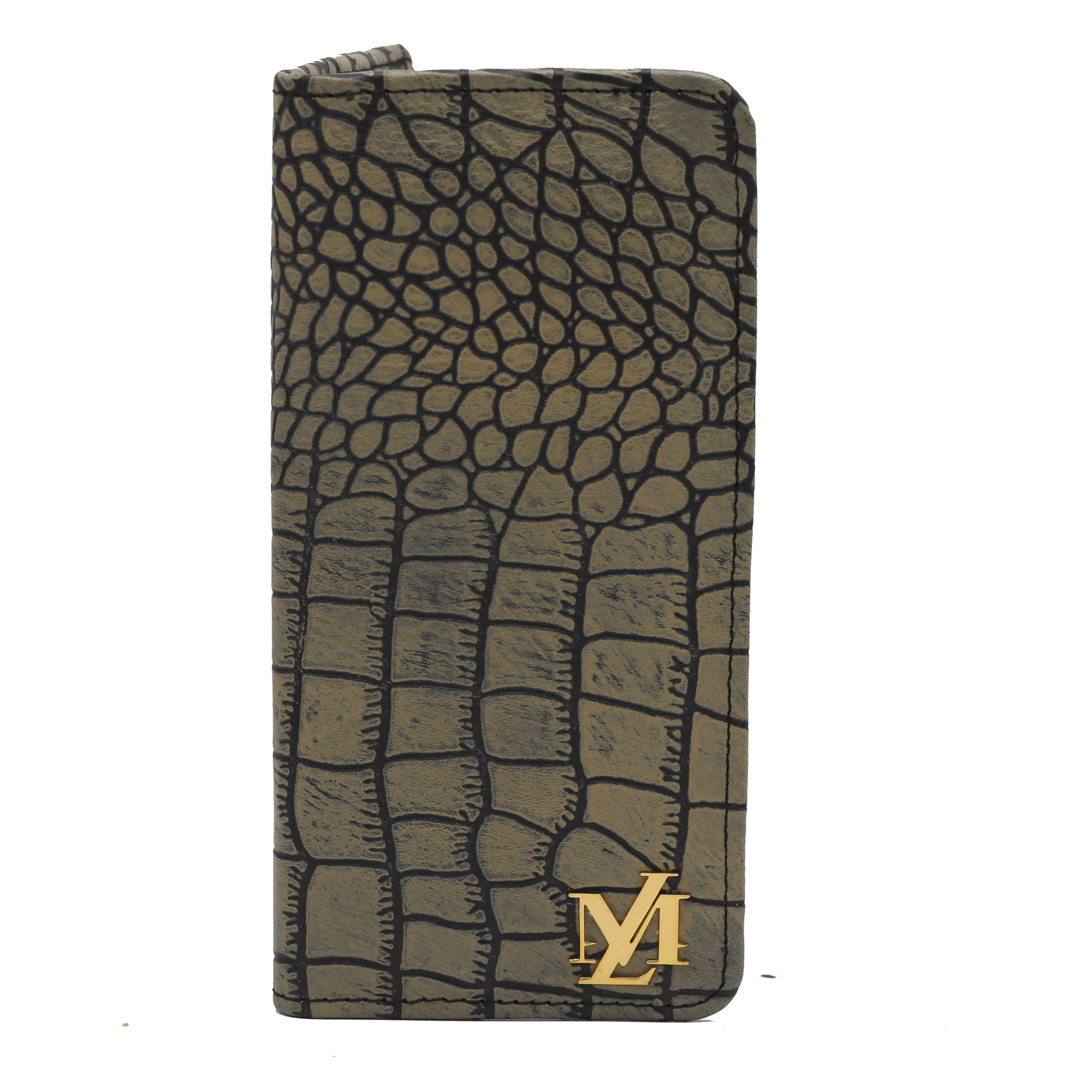 Ecru and Black Waxed Crocodile