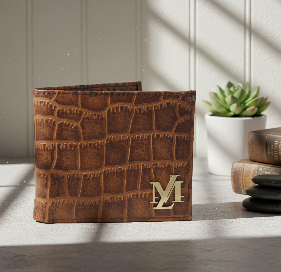 Crocodile Bi-fold Conic with Black waxed