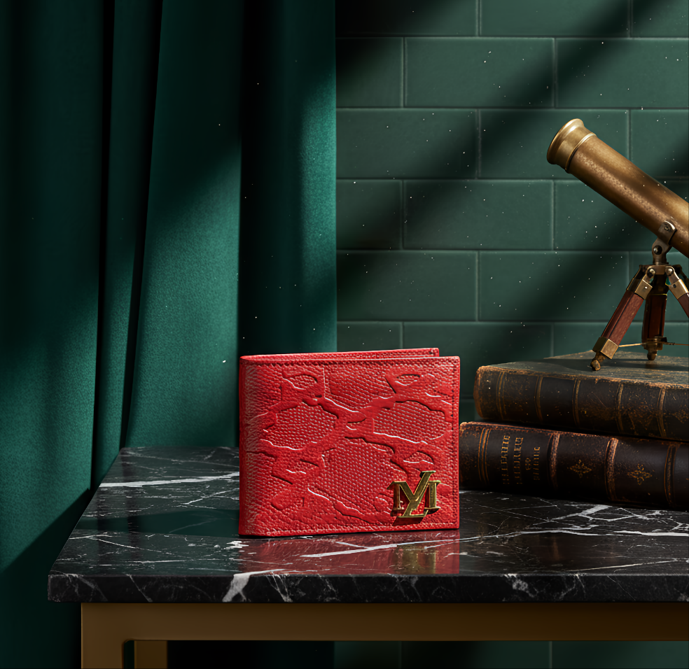 Red Python Bi-Fold Coin Pocket Plain Red