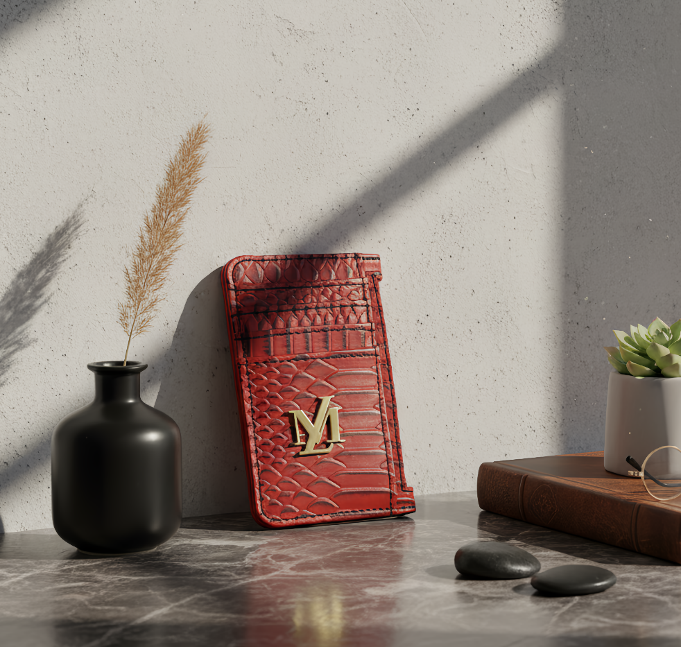 Red with Black Waxed Cobra card holder