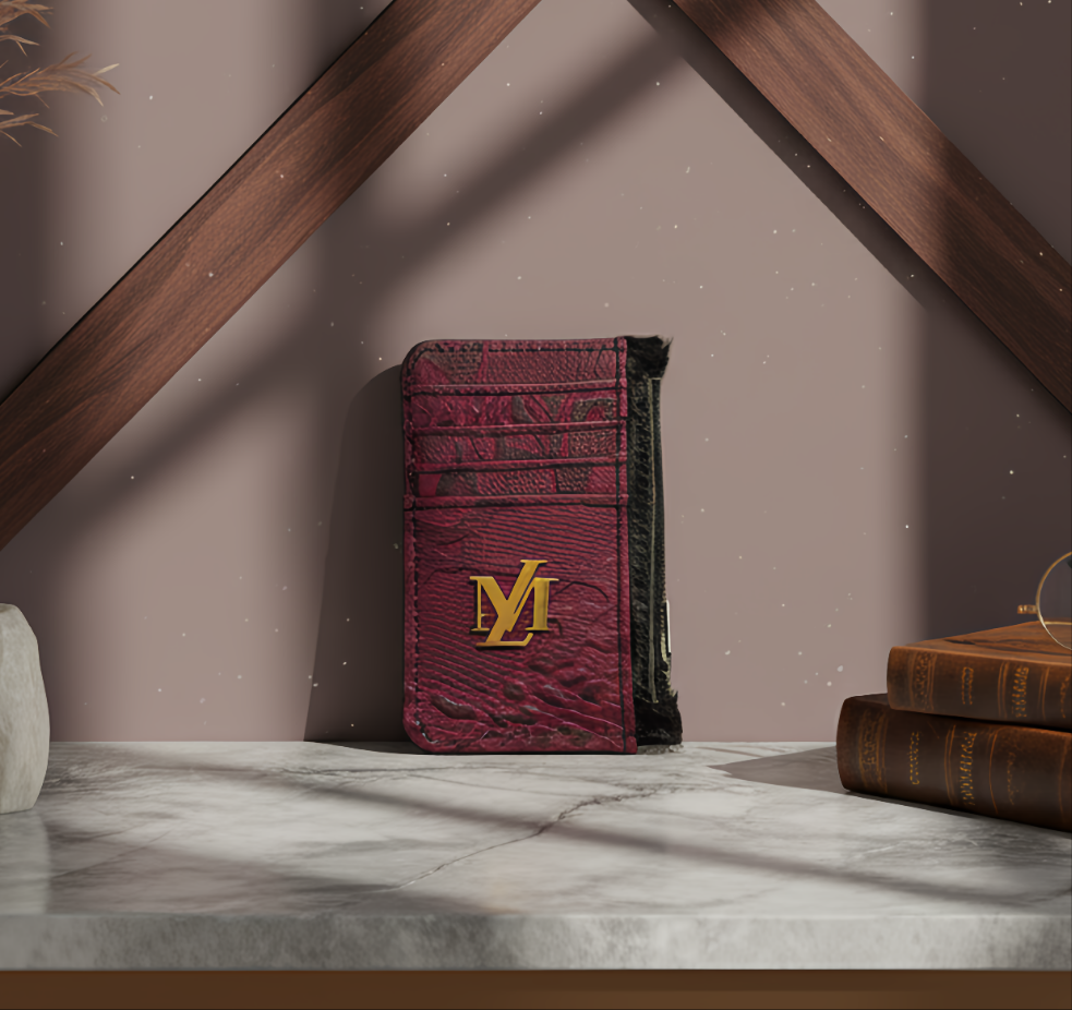 Mehroon Crocodile Card Holder Zipper