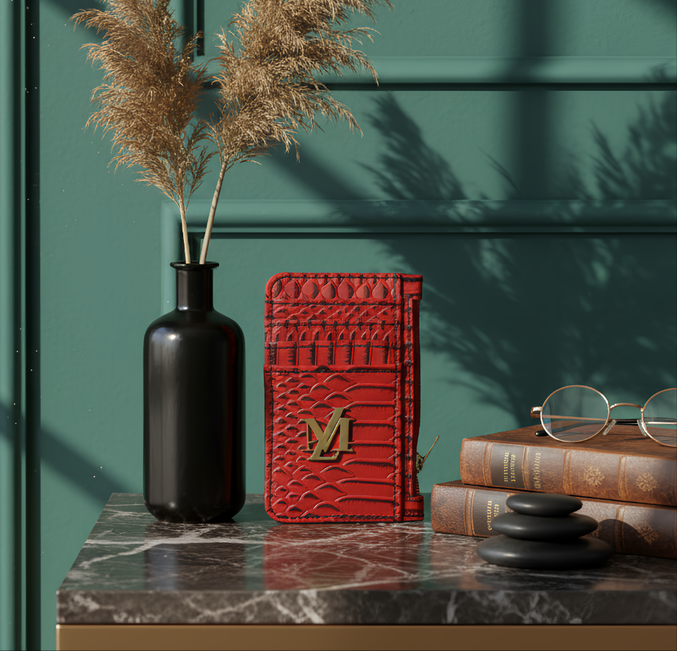 Red with Black Waxed Cobra card holder