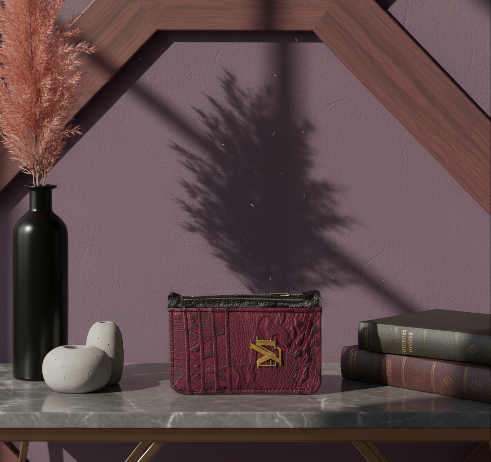 Mehroon Crocodile Card Holder Zipper
