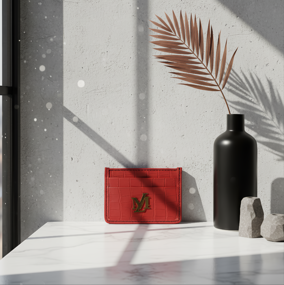 Red Crocodile Card Holder