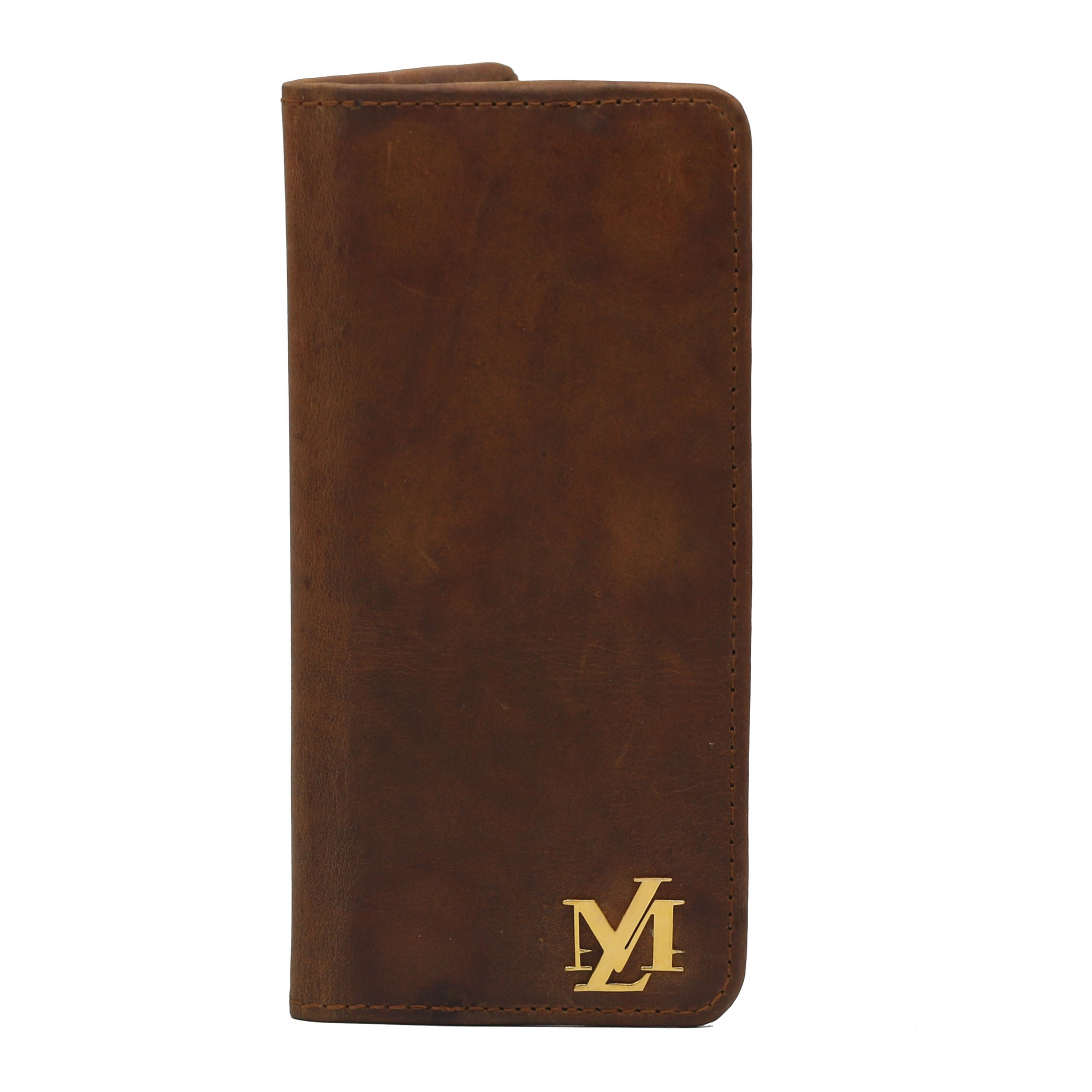 Light Brown and Black Waxed Pullup Wallet