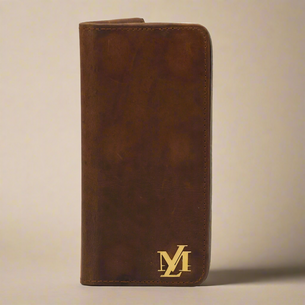 Light Brown and Black Waxed Pullup Wallet