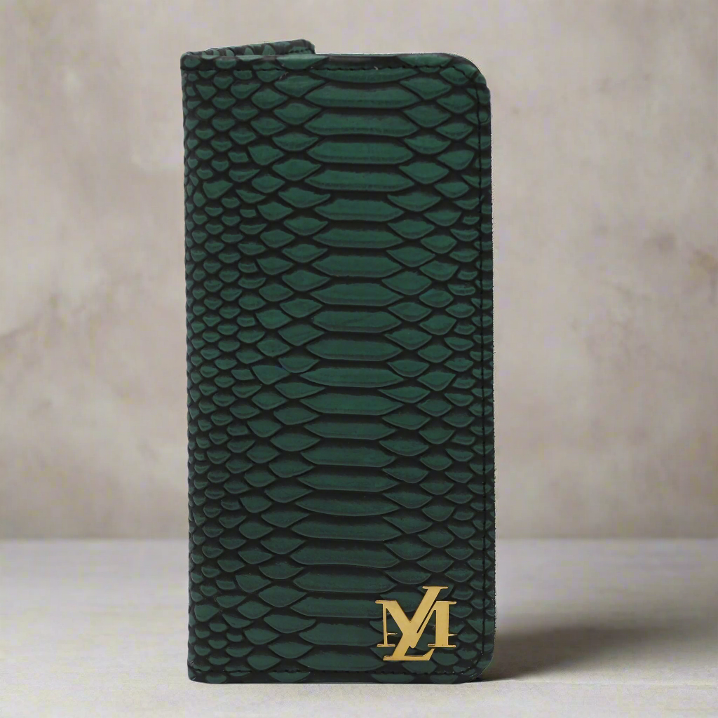 Lunar Green Waxed Crocodile Wallet