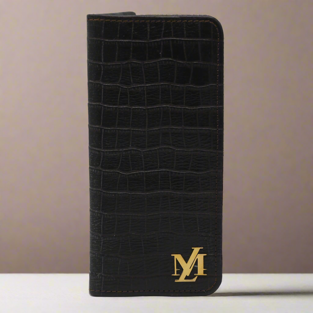 Onyx Waxed Crocodile Wallet