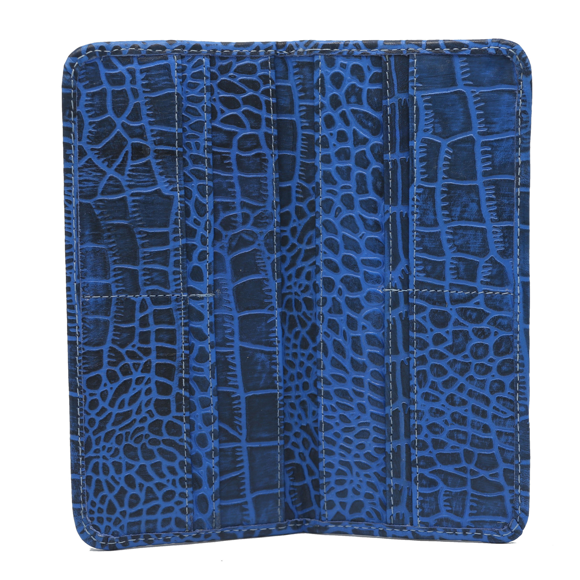 Sky Blue and Black Waxed Crocodile Wallet