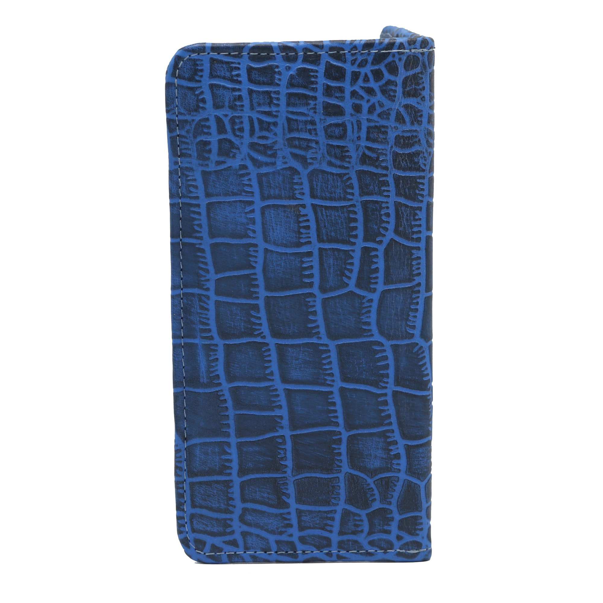Sky Blue and Black Waxed Crocodile Wallet