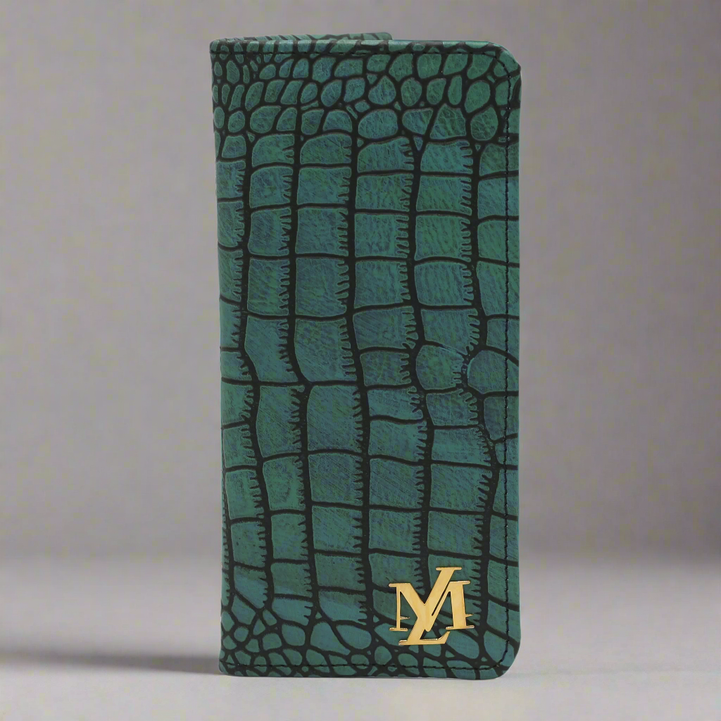 Turquoise and Black Waxed Crocodile