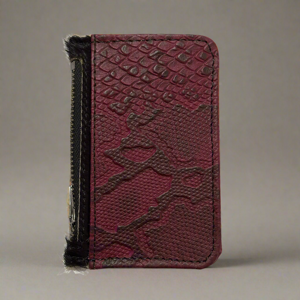 Mehroon Crocodile Card Holder Zipper
