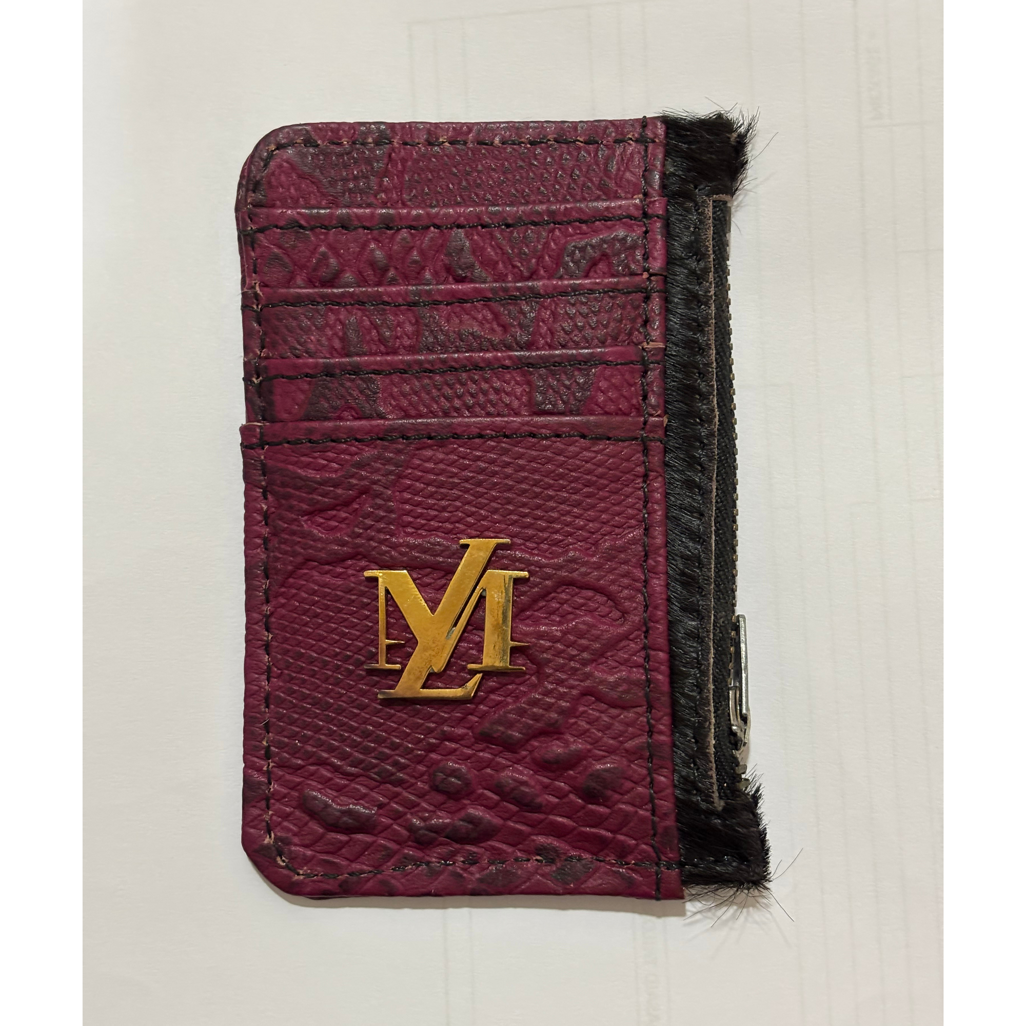 Mehroon Crocodile Card Holder Zipper