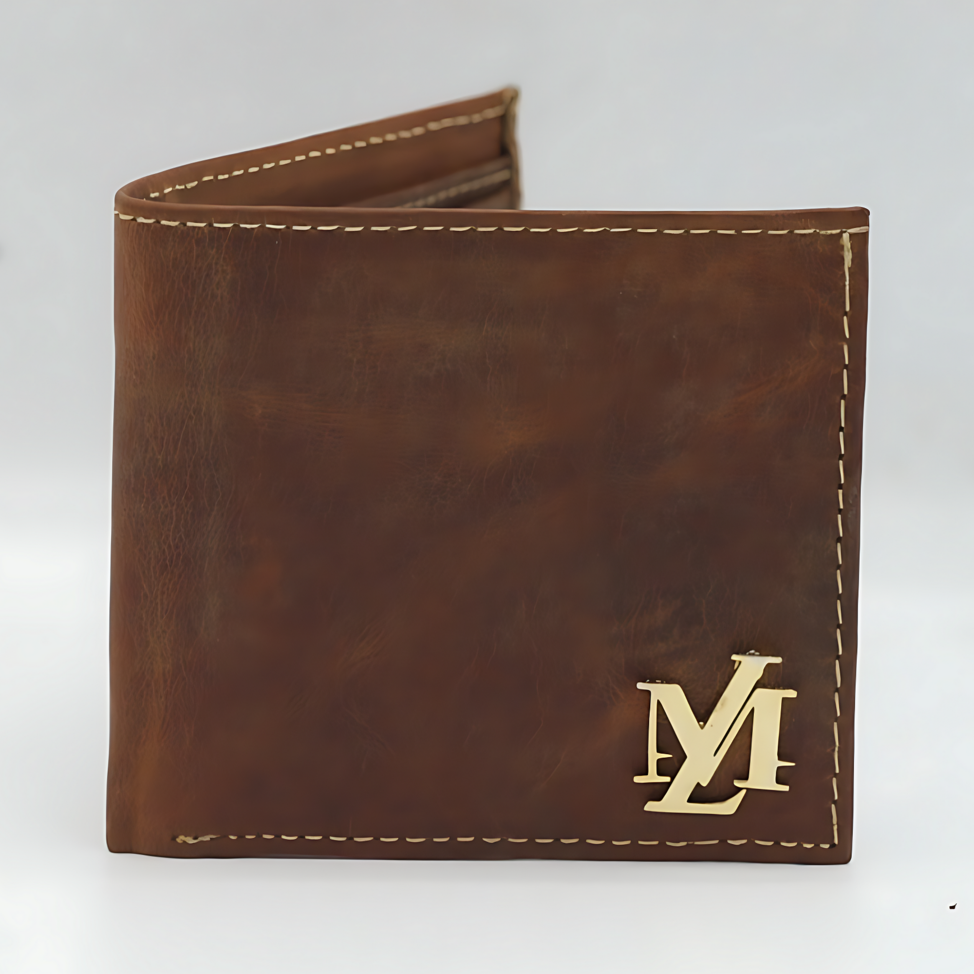 Pullup Bi-Fold Light Brown with Black waxed