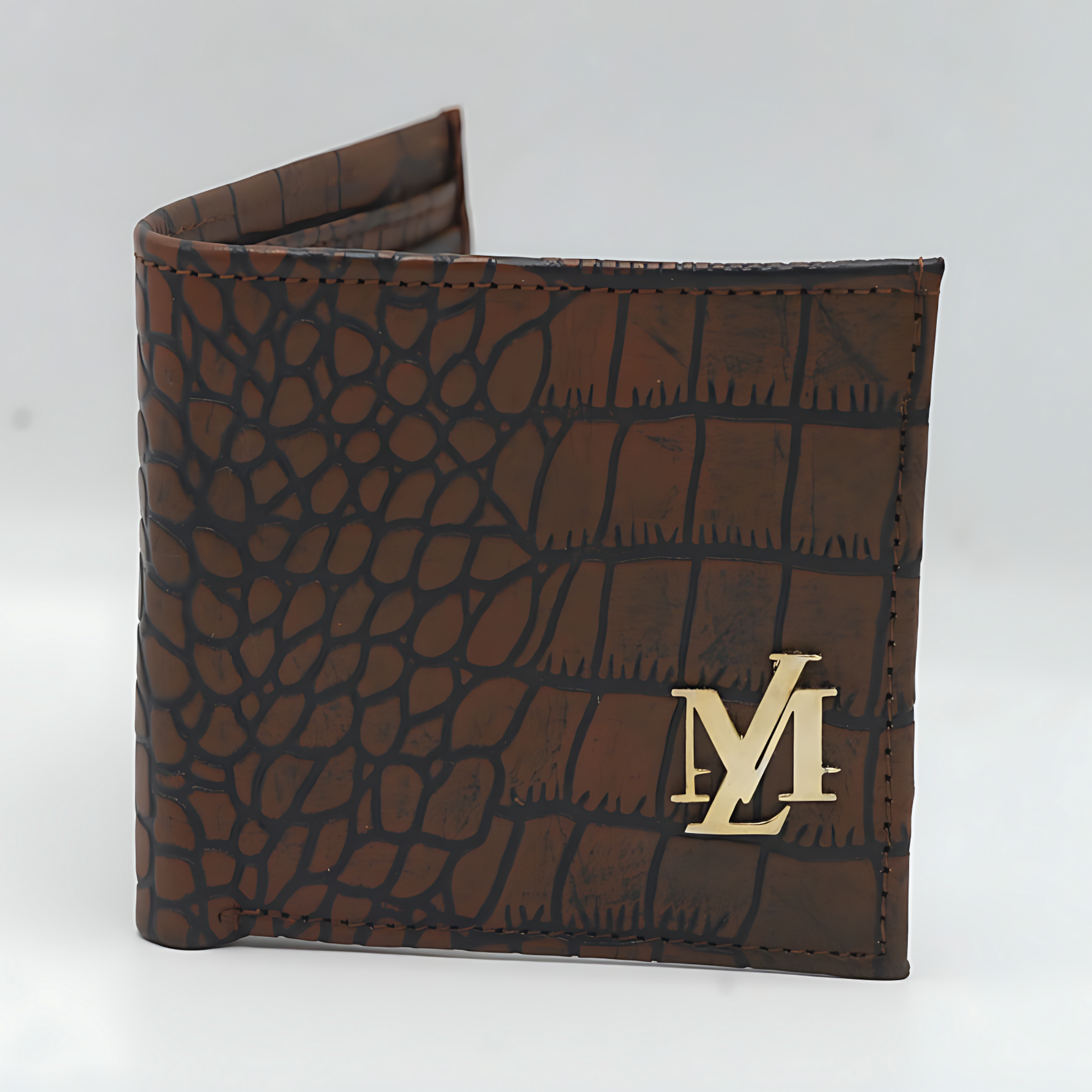 Crocodile Bi-fold Brown with Black Wallet
