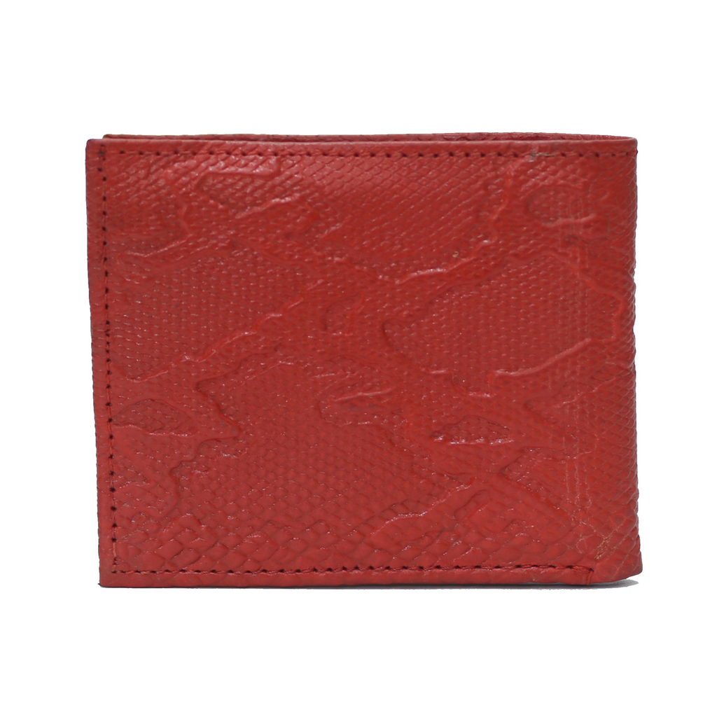 Red Python Bi-Fold Coin Pocket Plain Red