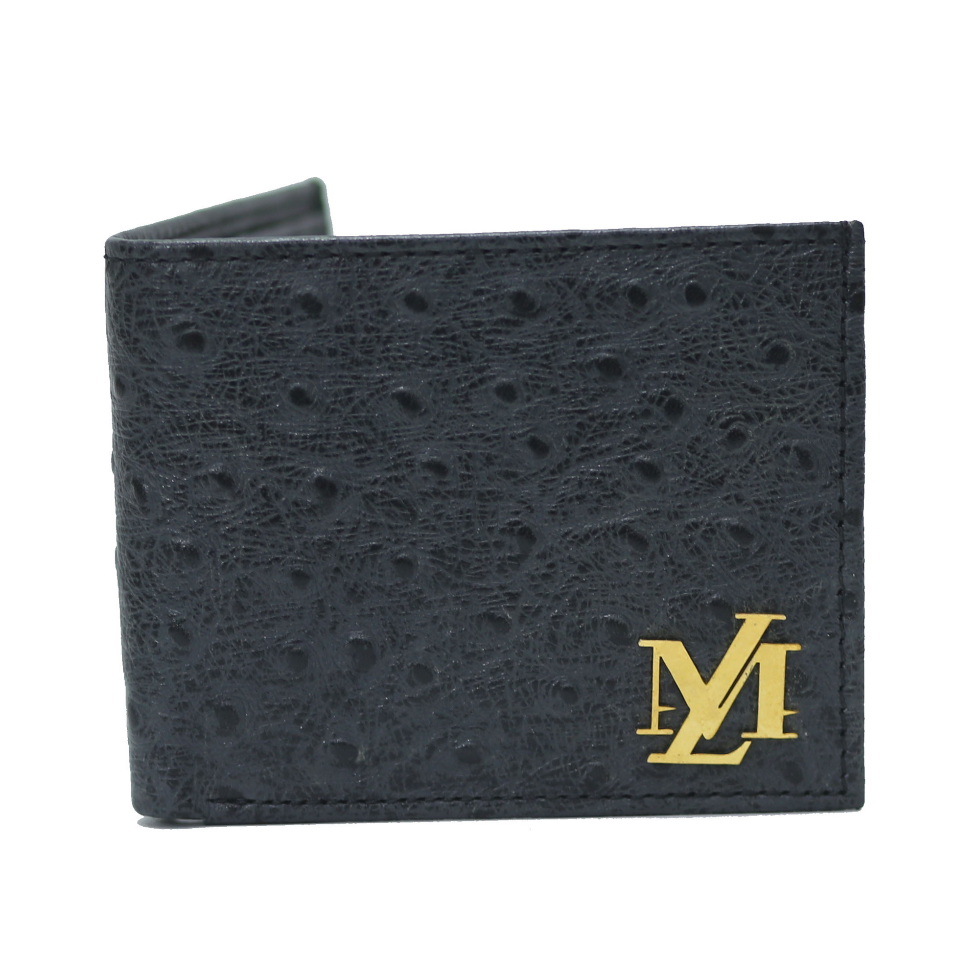 Ostrich Bi-Fold coin Pocket Black Wallet